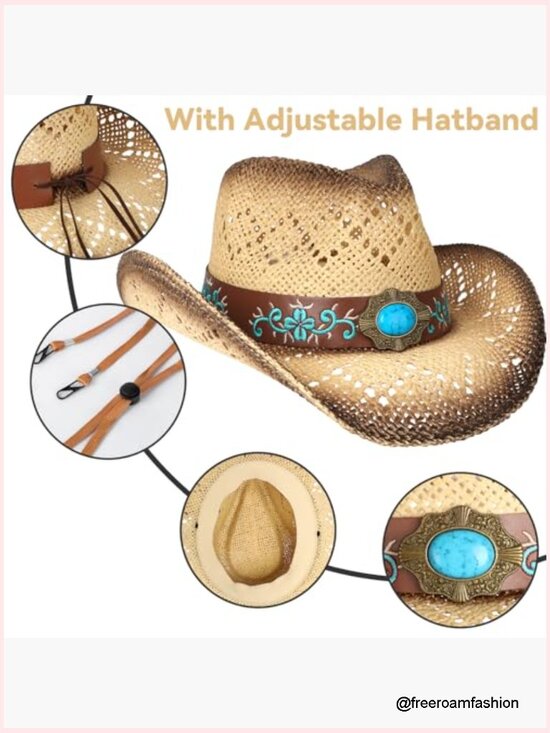 Wide Brim Straw Cowboy Hat Shapeable Brim Western Hat main image 5